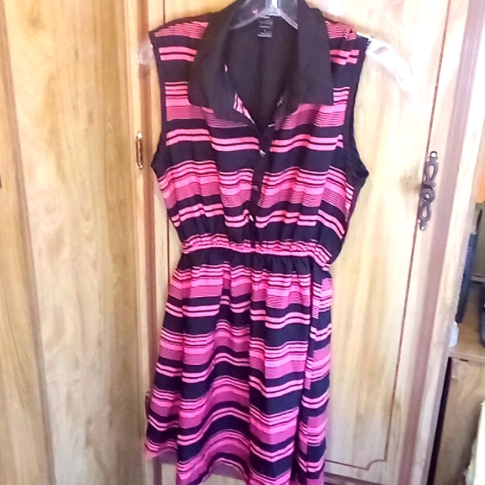 Striped with Coral and black casual day and night dress